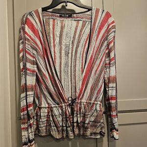 NIC+ZOE Multicolor Striped Summer Cardigan. Large